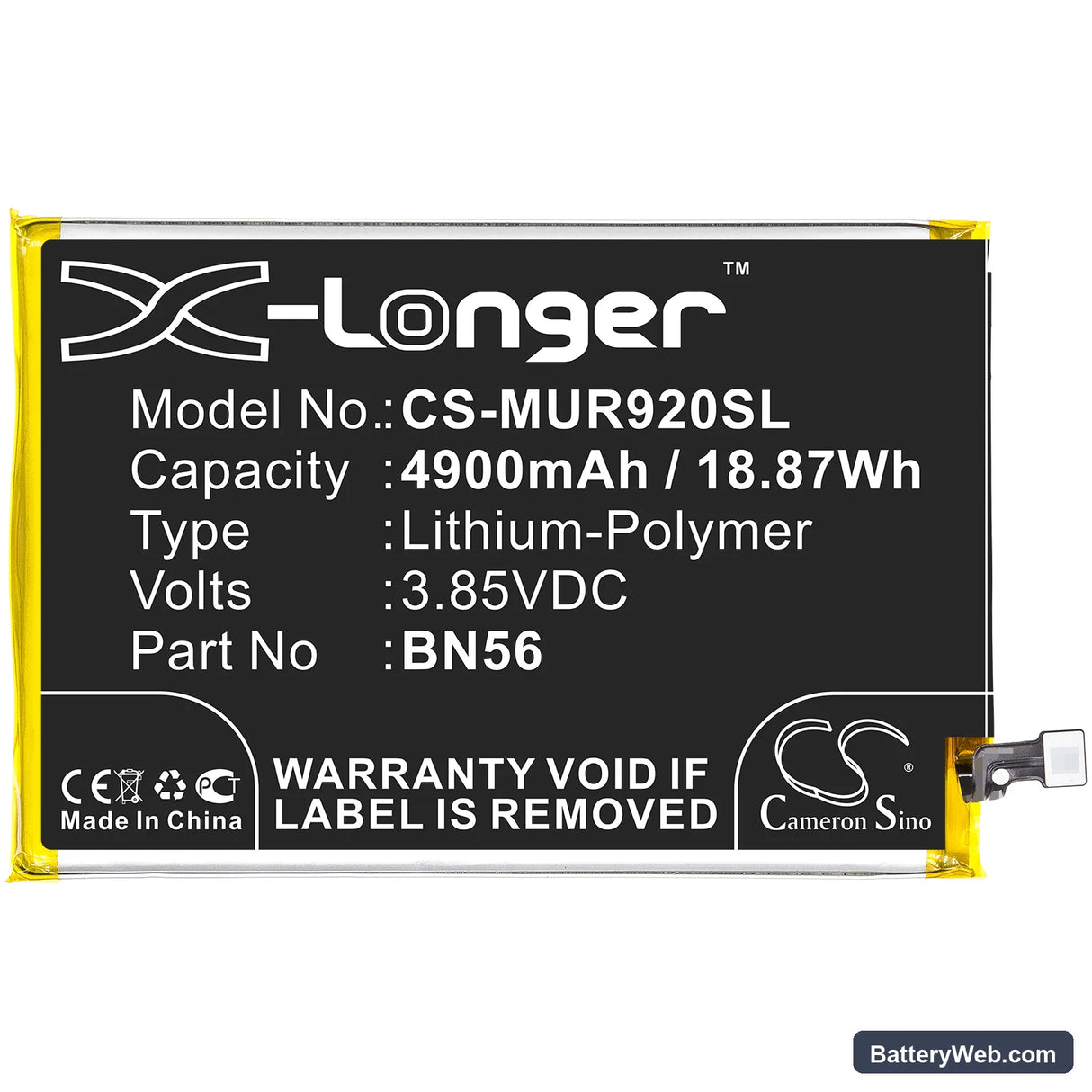 Redmi 9A Replacement Battery, 3.85V, 4900mAh, Li-Polymer 3
