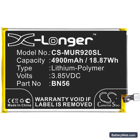 Redmi 9A Replacement Battery, 3.85V, 4900mAh, Li-Polymer 3