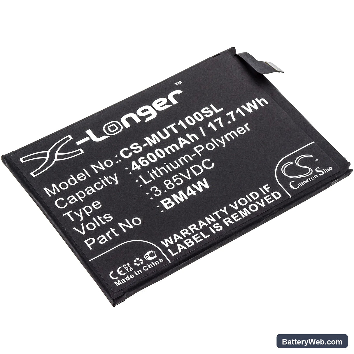 Xiaomi Mi 10T Lite 5G Replacement Battery, 3.85V, 4600mAh, Li-Polymer 1