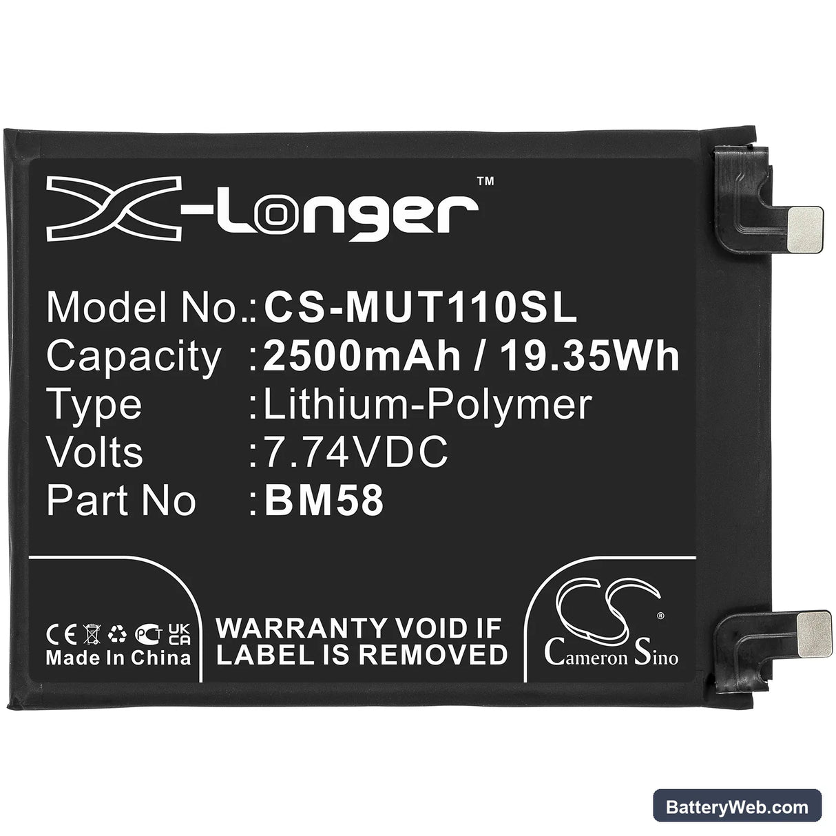 Xiaomi Mi 11T Pro 5G Replacement Battery, 7.74V, 2500mAh, Li-Polymer 3
