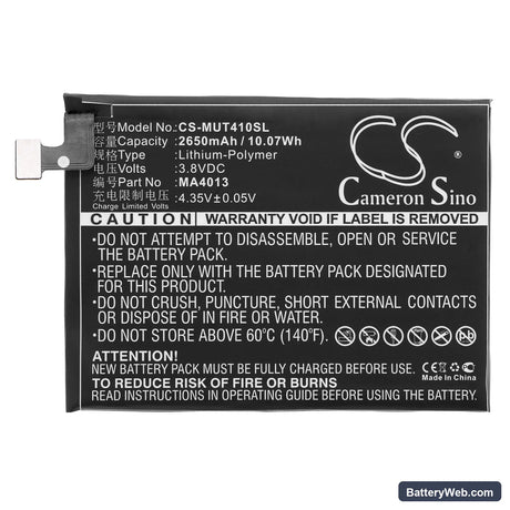 Meitu V4 Replacement Battery, 3.8V, 2650mAh, Li-Polymer 3