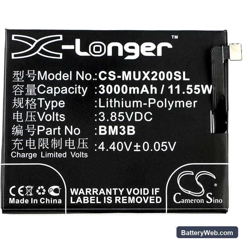 Xiaomi Mix 2 Replacement Battery, 3.85V, 3000mAh, Li-Polymer 3
