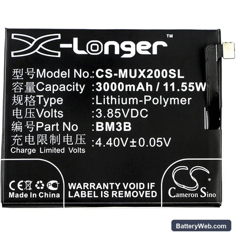 Xiaomi Mix 2 Replacement Battery, 3.85V, 3000mAh, Li-Polymer 3