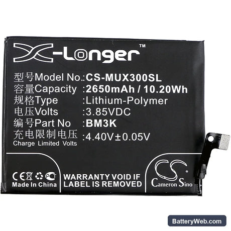 Xiaomi Mix 3 Replacement Battery, 3.85V, 2650mAh, Li-Polymer 3