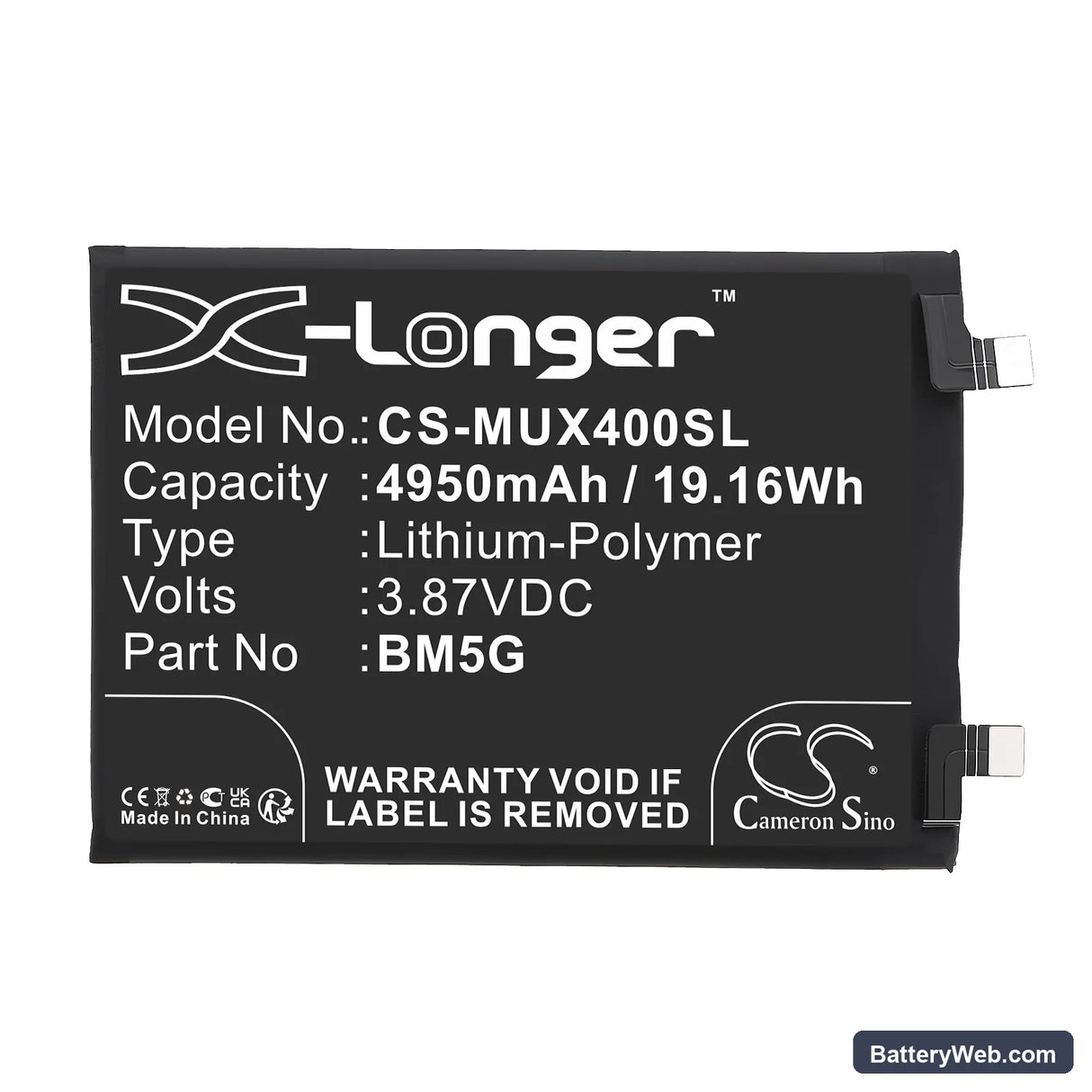 Redmi K50i Replacement Battery, 3.87V, 4950mAh, Li-Polymer 3