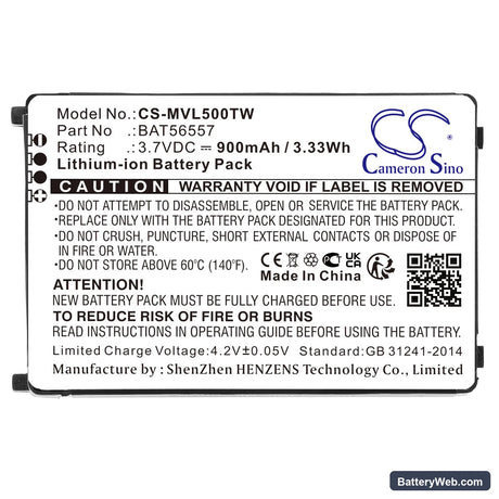 Motorola CLS1110 Replacement Battery, 3.7V, 900mAh, Li-ion 5