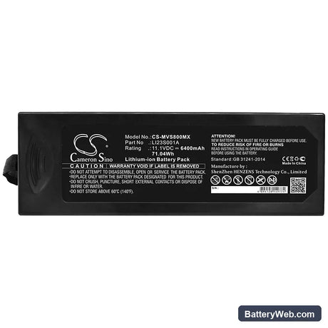 Mindray VS800 Replacement Battery, 11.1V, 6400mAh, Li-ion 5