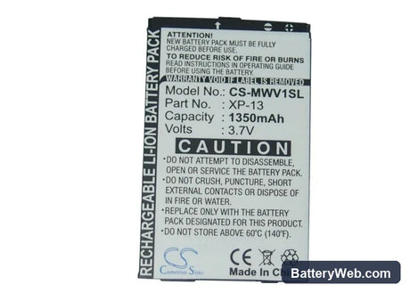 MWG Atom V Replacement Battery, 3.7V, 1350mAh, Li-ion 5
