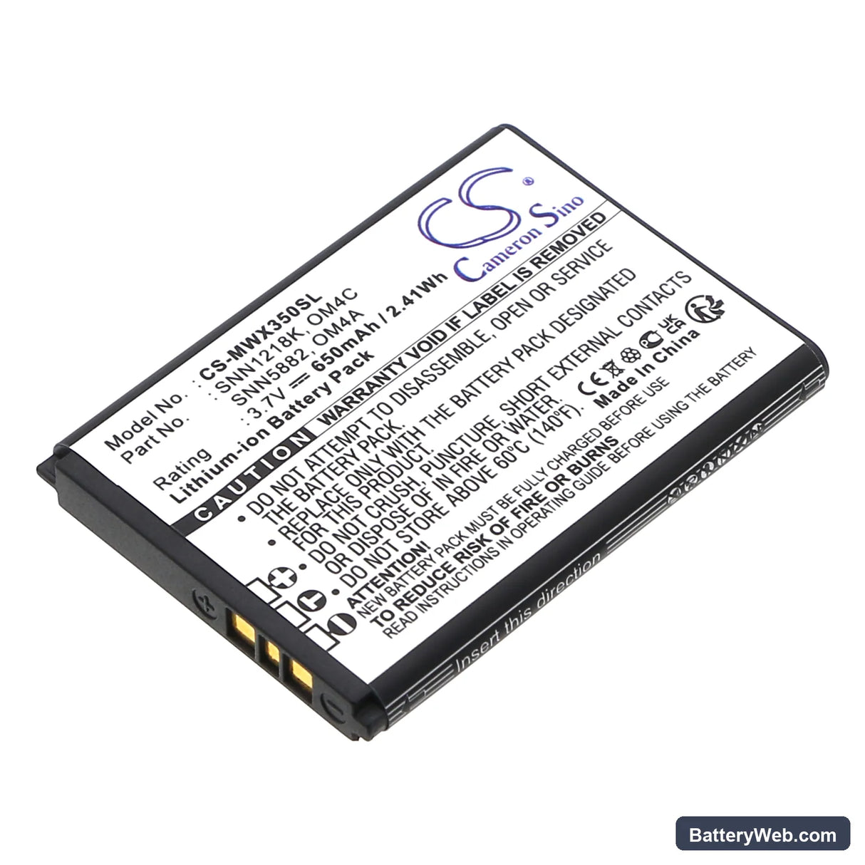 Motorola WX180 Replacement Battery, 3.7V, 650mAh, Li-ion 1