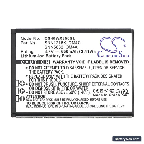 Motorola WX180 Replacement Battery, 3.7V, 650mAh, Li-ion 3
