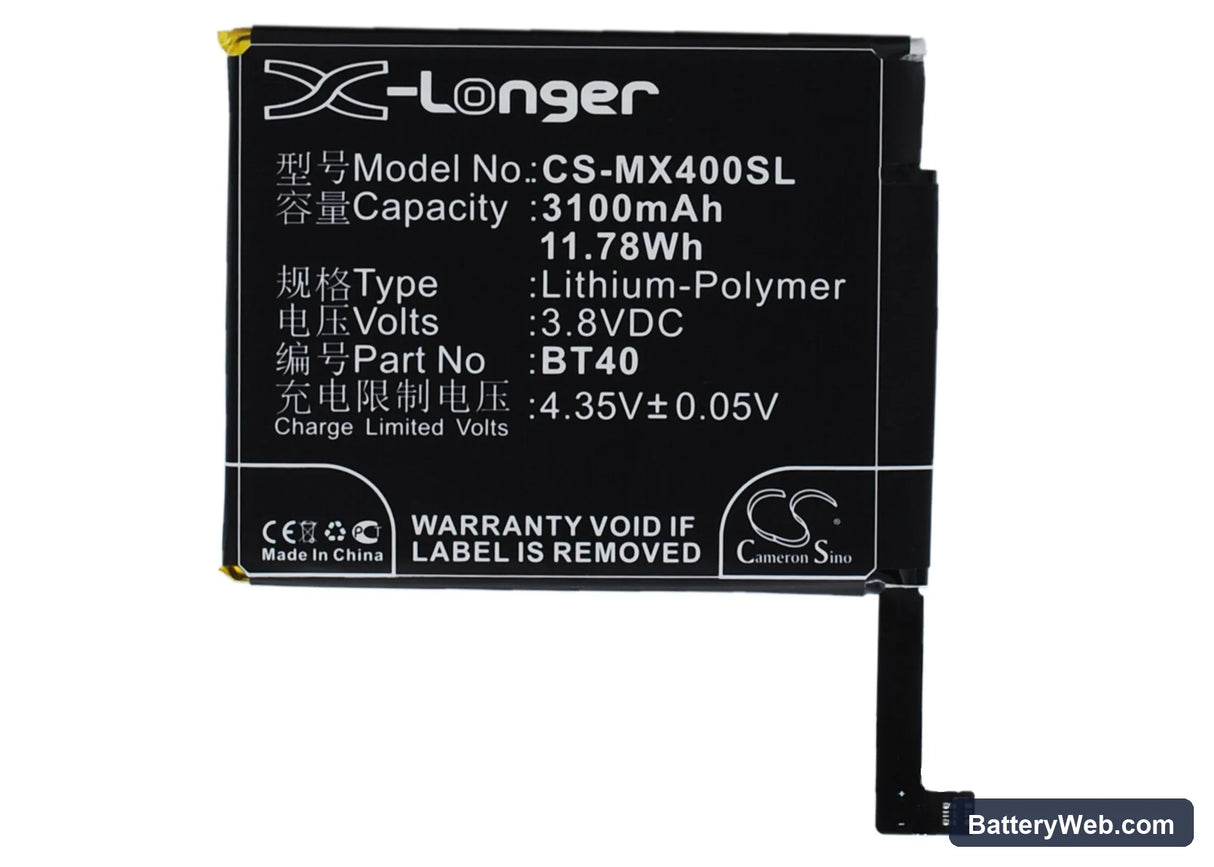 MeiZu MX4 Replacement Battery, 3.8V, 3100mAh, Li-Polymer 1