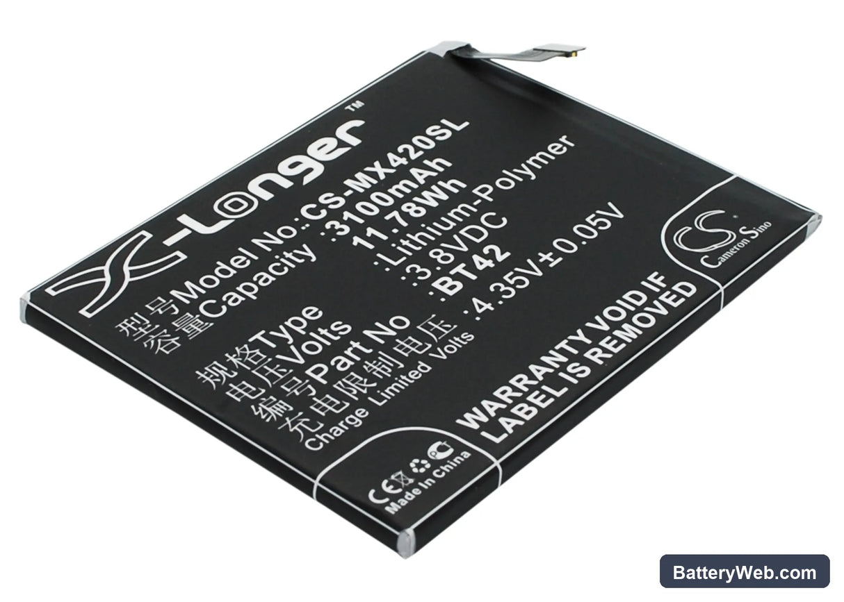 MeiZu M1 Replacement Battery, 3.8V, 3100mAh, Li-Polymer 2