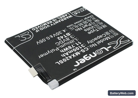 MeiZu M1 Replacement Battery, 3.8V, 3100mAh, Li-Polymer 3