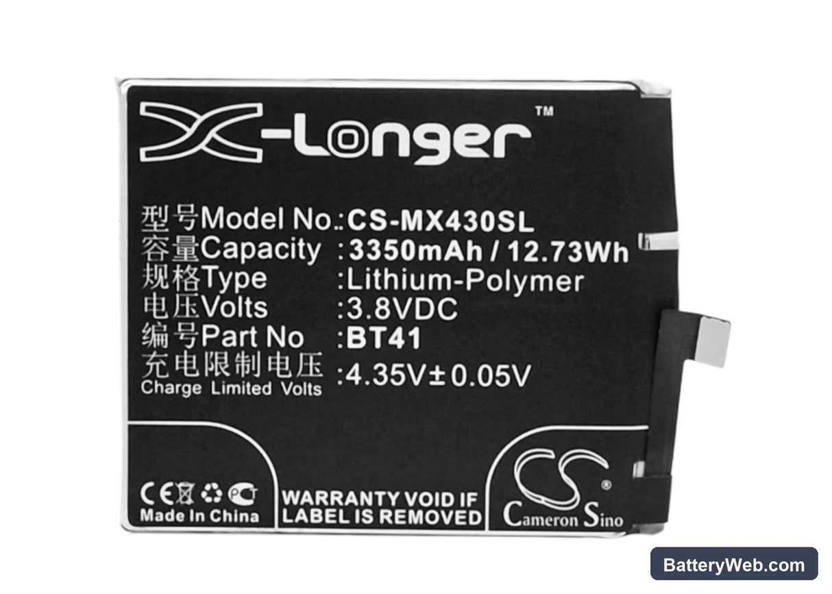 MeiZu MX4 Pro Replacement Battery, 3.8V, 3350mAh, Li-Polymer 5