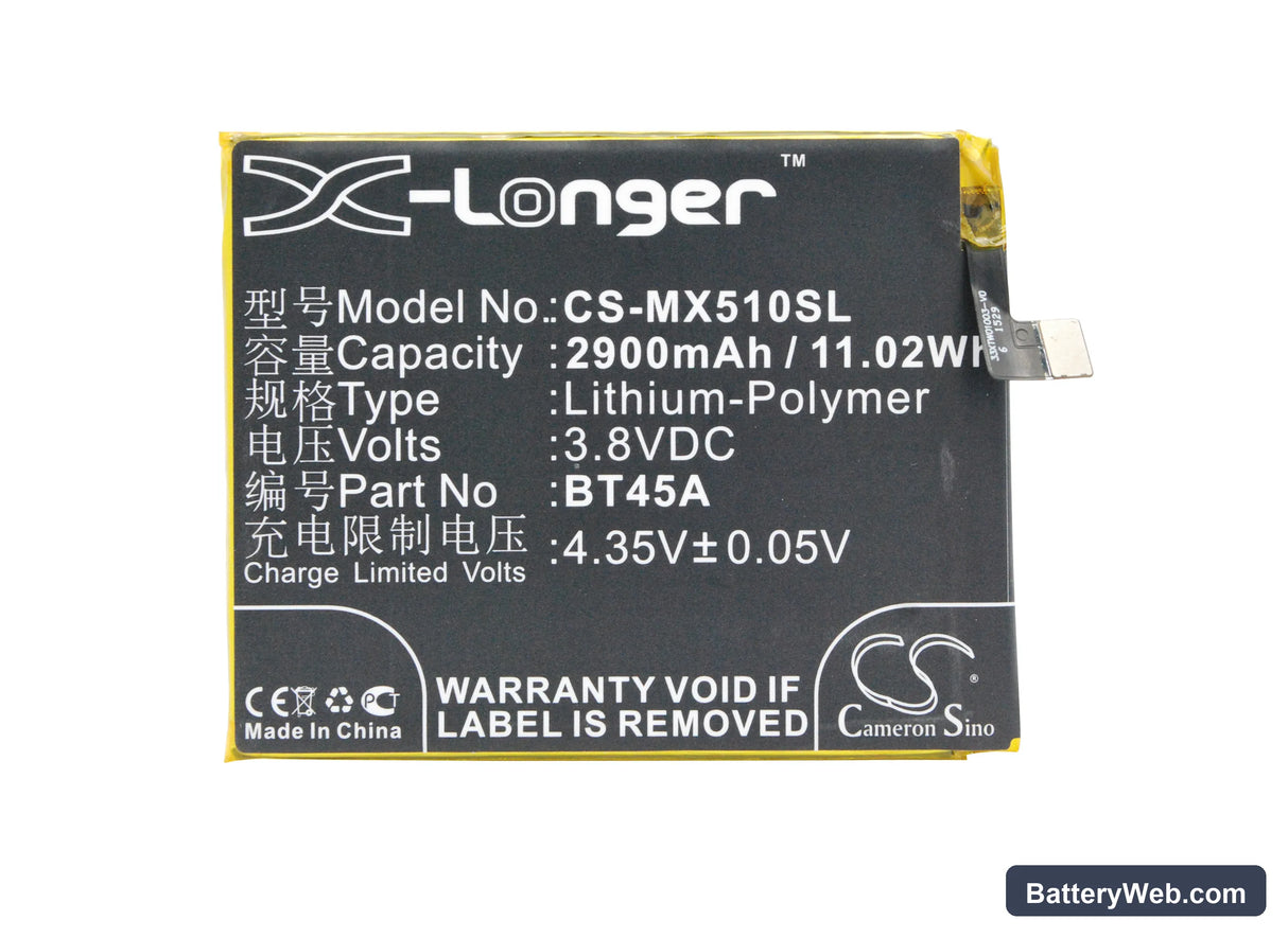 MeiZu Meilan Note 2 Replacement Battery, 3.8V, 2900mAh, Li-Polymer 5