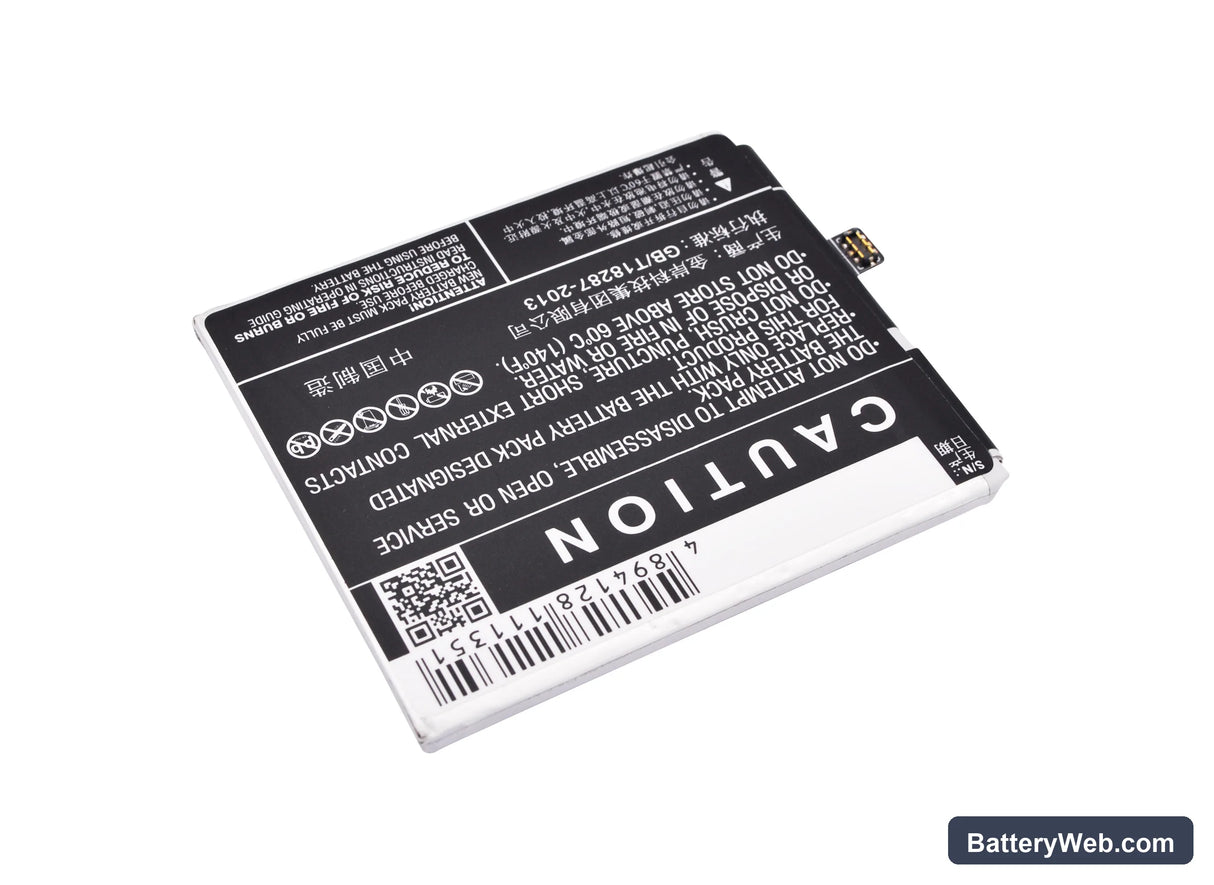 MeiZu Blue Charm Metal Replacement Battery, 3.8V, 3100mAh, Li-Polymer 4