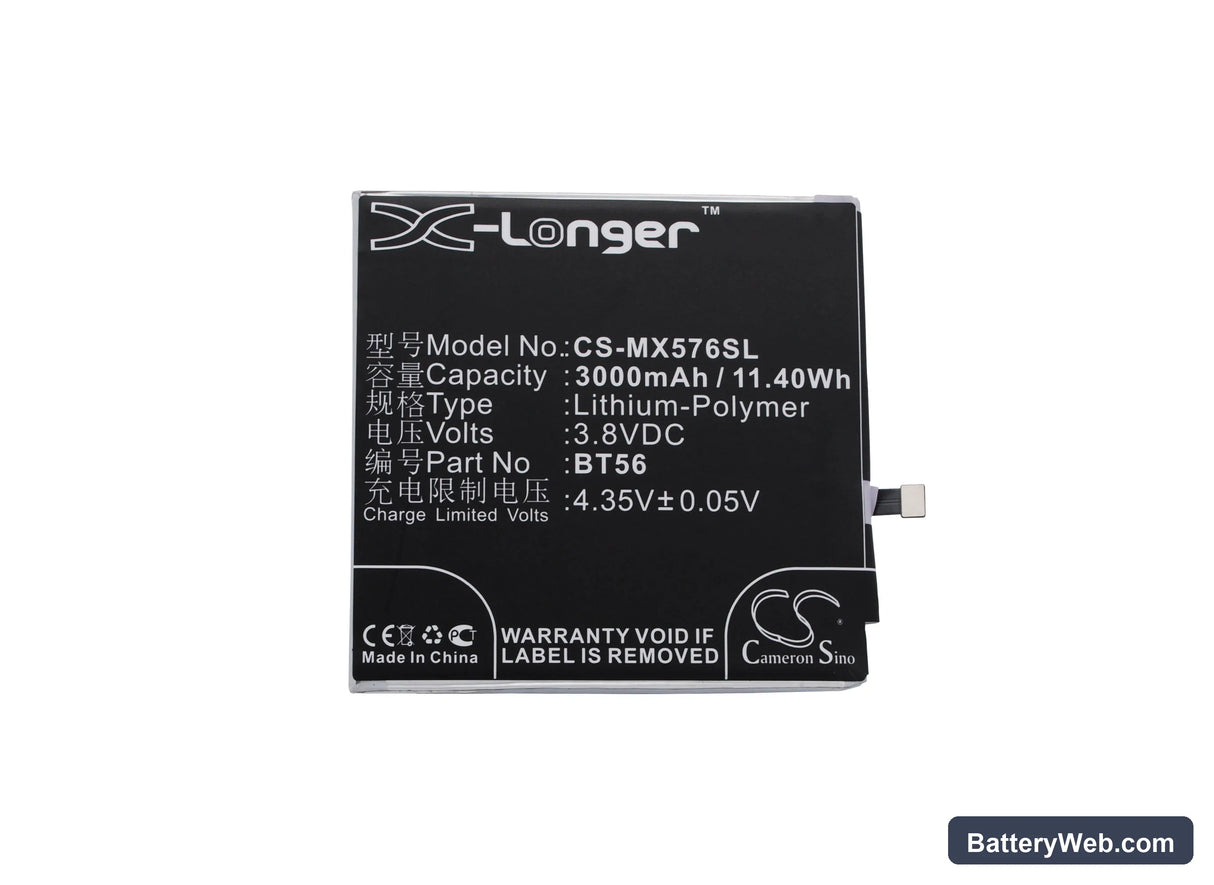 MeiZu MX5 Pro Replacement Battery, 3.8V, 3000mAh, Li-Polymer 5