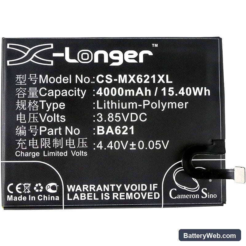 Meilan Note 5 Replacement Battery, 3.85V, 4000mAh, Li-Polymer 3