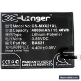 Meilan Note 5 Replacement Battery, 3.85V, 4000mAh, Li-Polymer 3