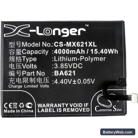 Meilan Note 5 Replacement Battery, 3.85V, 4000mAh, Li-Polymer 3