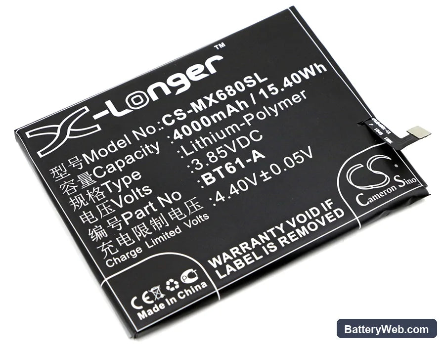 Meilan Note 3 Replacement Battery, 3.85V, 4000mAh, Li-Polymer 1