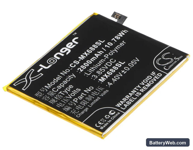 MeiZu M3 Replacement Battery, 3.85V, 2800mAh, Li-Polymer 1