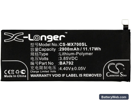 MeiZu Pro 7 Replacement Battery, 3.85V, 2900mAh, Li-Polymer 5