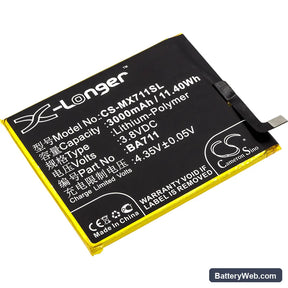 Meilan M6 Replacement Battery, 3.8V, 3000mAh, Li-Polymer 1