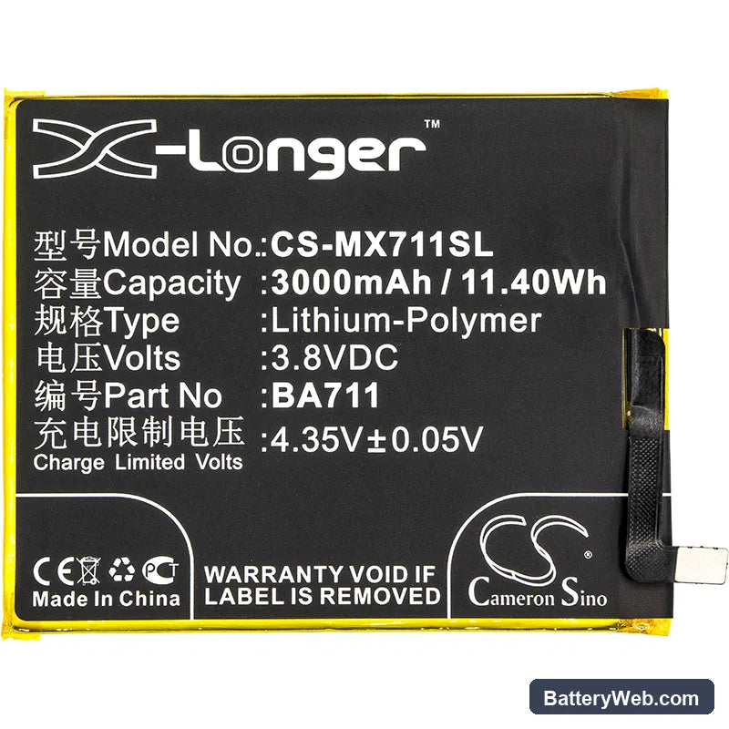 Meilan M6 Replacement Battery, 3.8V, 3000mAh, Li-Polymer 3