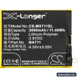 Meilan M6 Replacement Battery, 3.8V, 3000mAh, Li-Polymer 3