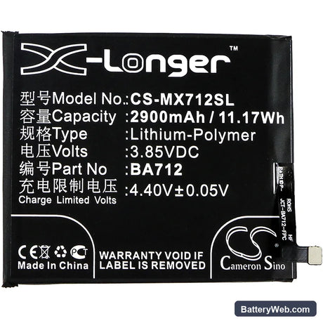 MeiZu M6s Replacement Battery, 3.85V, 2900mAh, Li-Polymer 3