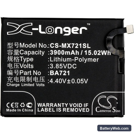 Meilan Note 6 Replacement Battery, 3.85V, 3900mAh, Li-Polymer 3