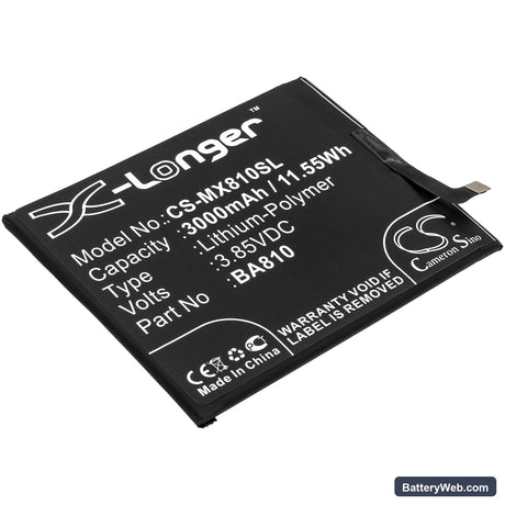 MeiZu M8C Replacement Battery, 3.85V, 3000mAh, Li-Polymer 1