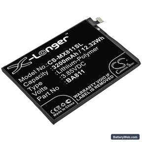 MeiZu M6T Replacement Battery, 3.85V, 3200mAh, Li-Polymer 1