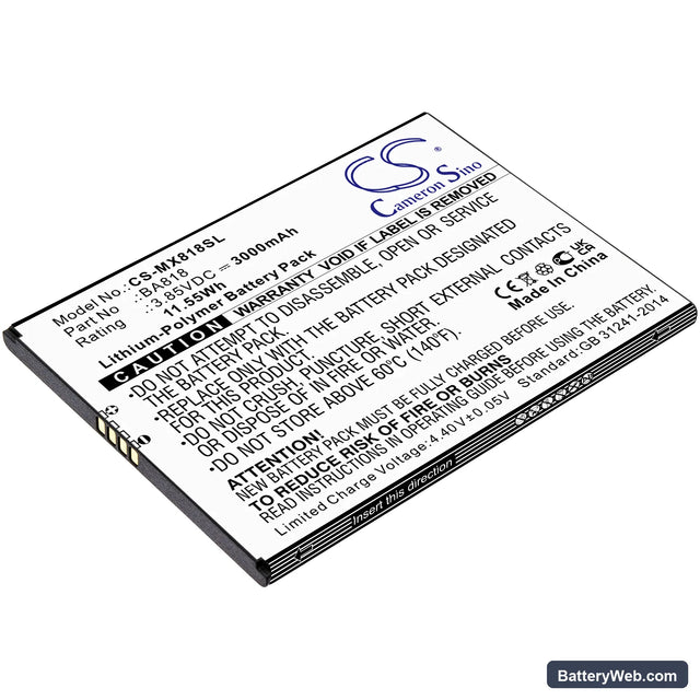 MeiZu C9 Replacement Battery, 3.85V, 3000mAh, Li-Polymer 1