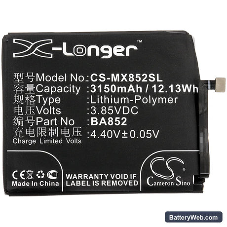 MeiZu X8 Replacement Battery, 3.85V, 3150mAh, Li-Polymer 3