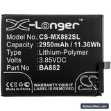 MeiZu 16 Replacement Battery, 3.85V, 2950mAh, Li-Polymer 3