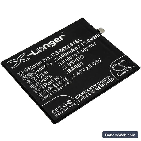MeiZu 15 Plus Replacement Battery, 3.85V, 3400mAh, Li-Polymer 1