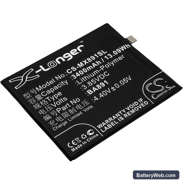 MeiZu 15 Plus Replacement Battery, 3.85V, 3400mAh, Li-Polymer 1