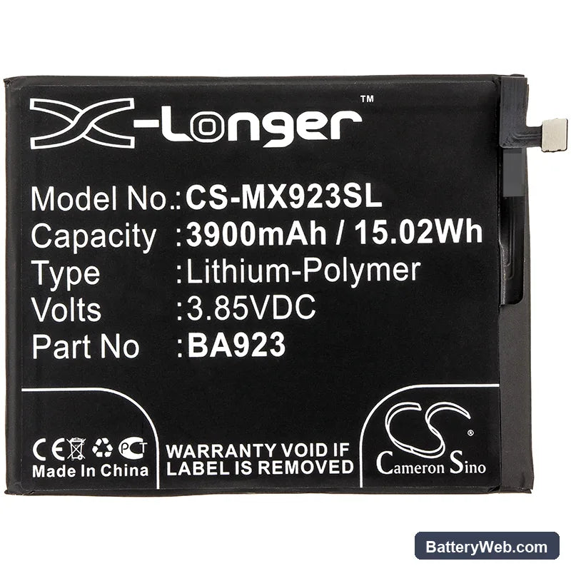 MeiZu Note 9 Replacement Battery, 3.85V, 3900mAh, Li-Polymer 3