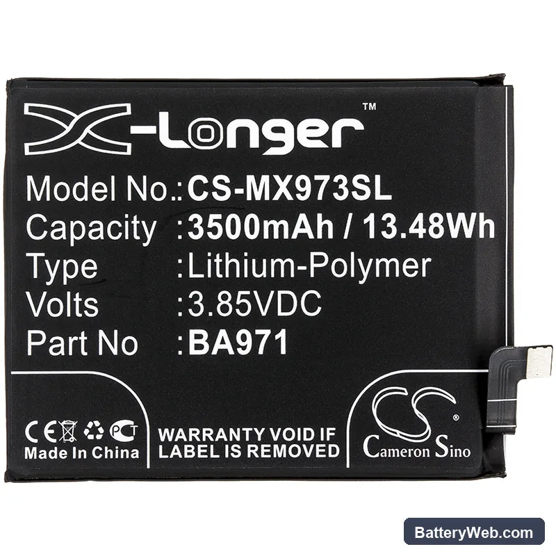 MeiZu 16S Replacement Battery, 3.85V, 3500mAh, Li-Polymer 3