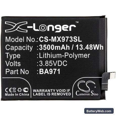MeiZu 16S Replacement Battery, 3.85V, 3500mAh, Li-Polymer 3
