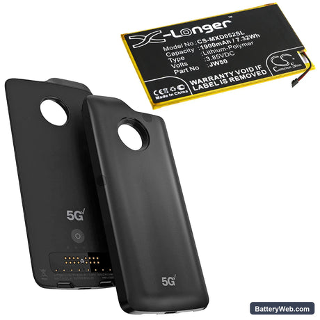Motorola Moto Module 5G Replacement Battery, 3.85V, 1900mAh, Li-Polymer 5