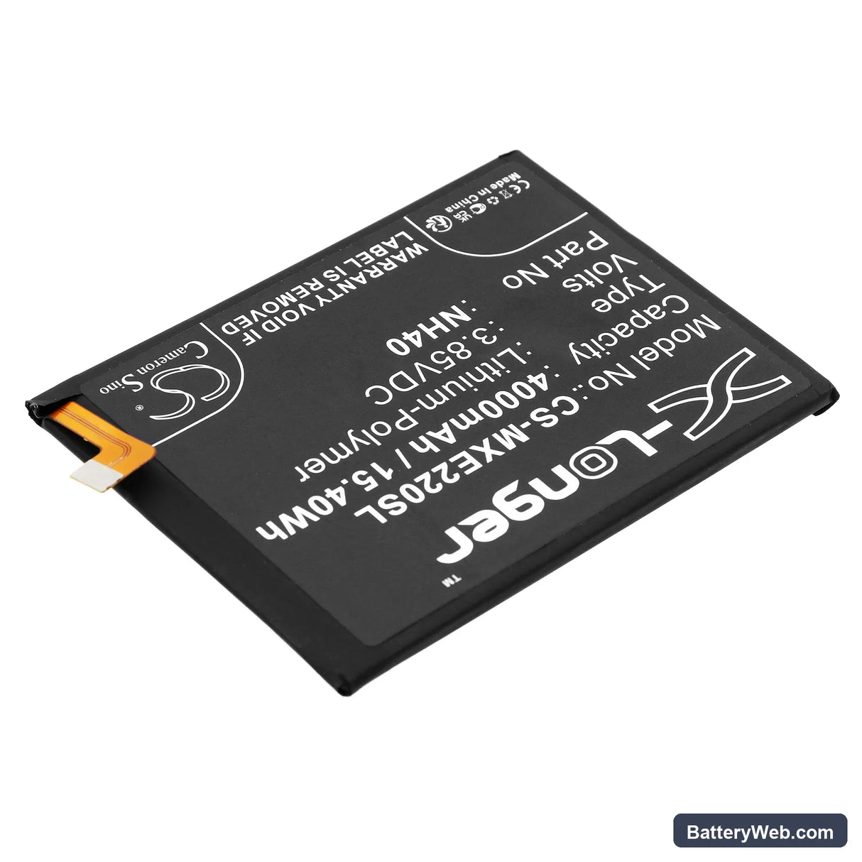 Motorola Moto E22 Replacement Battery, 3.85V, 4000mAh, Li-Polymer 2