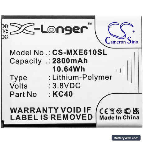 Motorola Moto E6 Plus Replacement Battery, 3.8V, 2800mAh, Li-Polymer 3