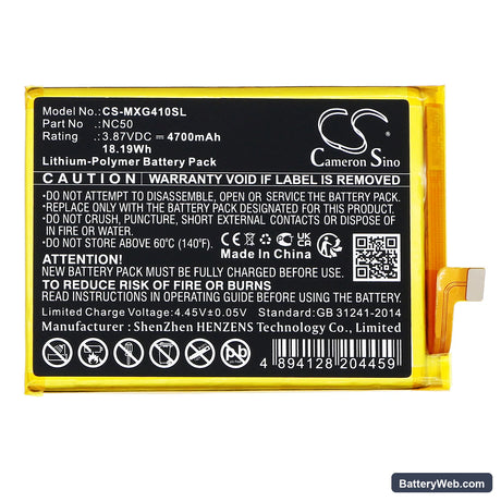 Motorola Moto G41 Replacement Battery, 3.87V, 4700mAh, Li-Polymer 3