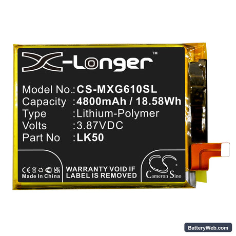 Motorola Moto G60s Replacement Battery, 3.87V, 4800mAh, Li-Polymer 3