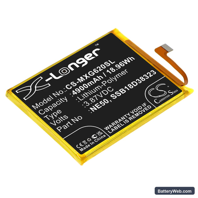 Motorola Moto G52 Replacement Battery, 3.87V, 4900mAh, Li-Polymer 1