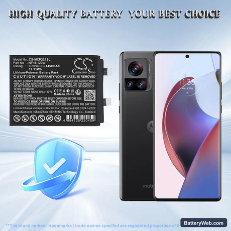 Motorola Edge 30 Ultra (120W) Replacement Battery, 3.89V, 4450mAh, Li-Polymer 5