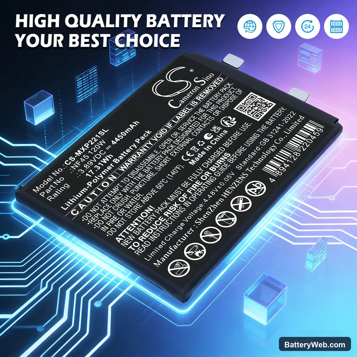 Motorola Edge 30 Ultra (120W) Replacement Battery, 3.89V, 4450mAh, Li-Polymer 6
